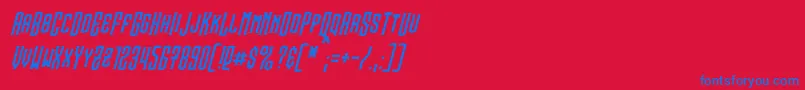 フォントSteamwreckItalic – 赤い背景に青い文字
