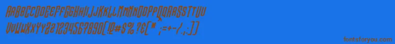 フォントSteamwreckItalic – 茶色の文字が青い背景にあります。