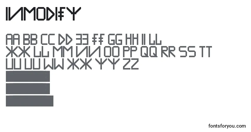 Czcionka Inmodify – alfabet, cyfry, specjalne znaki