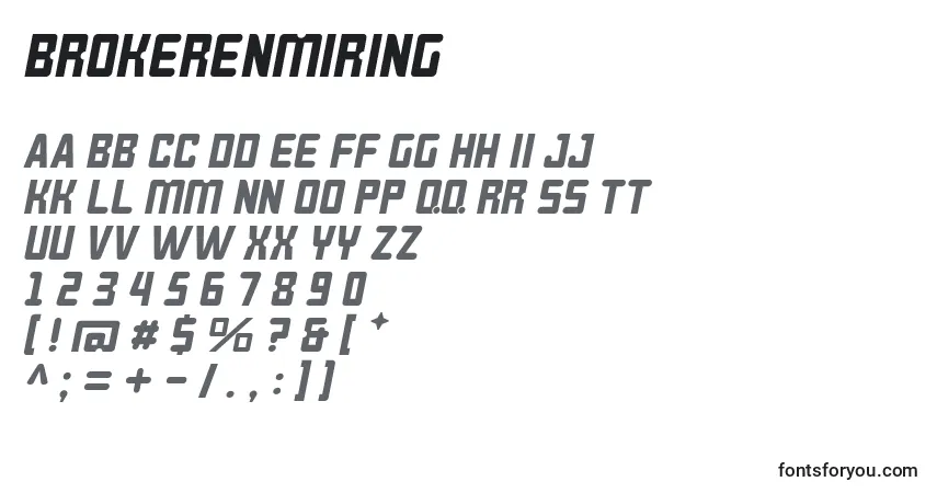 Шрифт BrokerenMiring – алфавит, цифры, специальные символы