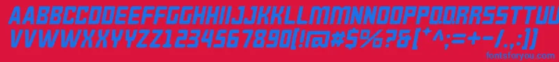 フォントBrokerenMiring – 赤い背景に青い文字