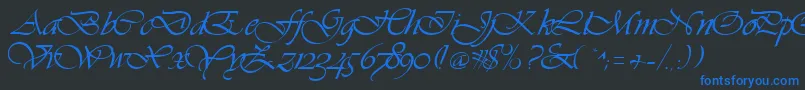 Hanford-Schriftart – Blaue Schriften auf schwarzem Hintergrund