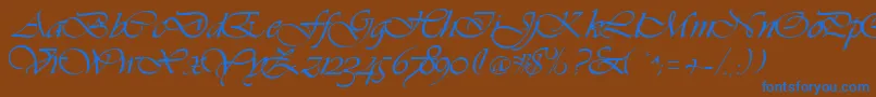 Hanford-Schriftart – Blaue Schriften auf braunem Hintergrund