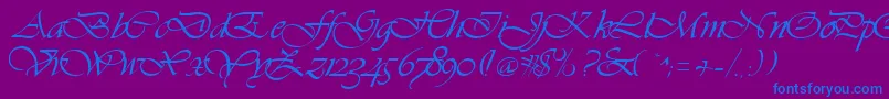 Hanford-Schriftart – Blaue Schriften auf violettem Hintergrund