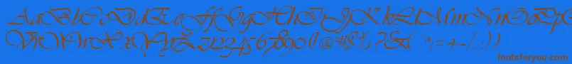 Hanford-Schriftart – Braune Schriften auf blauem Hintergrund