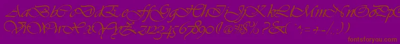 Hanford-Schriftart – Braune Schriften auf violettem Hintergrund