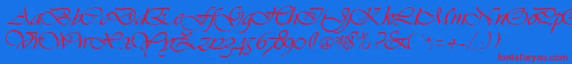 Hanford-Schriftart – Rote Schriften auf blauem Hintergrund