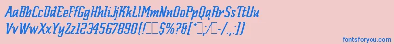 フォントScriptekItalicLetPlain.1.0 – ピンクの背景に青い文字