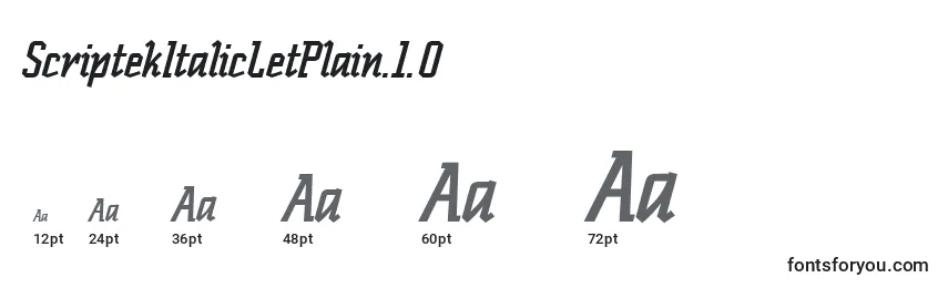 Размеры шрифта ScriptekItalicLetPlain.1.0