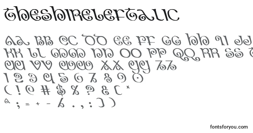 Шрифт TheShireLeftalic – алфавит, цифры, специальные символы