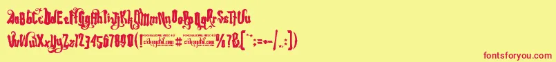 Czcionka RebelPixyBouncyFree – czerwone czcionki na żółtym tle