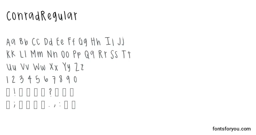 Шрифт ConradRegular – алфавит, цифры, специальные символы