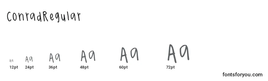 ConradRegular Font Sizes