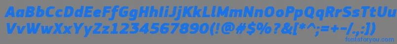 Fonte PfsquaresansproExtrablackitalic – fontes azuis em um fundo cinza