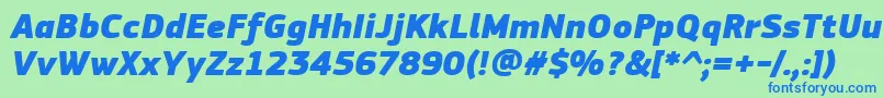 PfsquaresansproExtrablackitalic-fontti – siniset fontit vihreällä taustalla