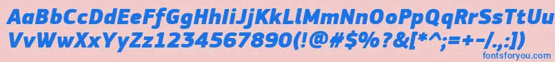 PfsquaresansproExtrablackitalic-Schriftart – Blaue Schriften auf rosa Hintergrund