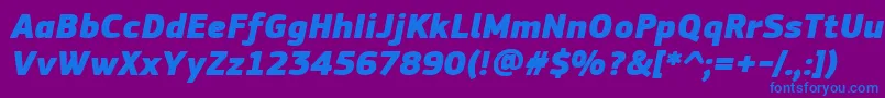 PfsquaresansproExtrablackitalic-fontti – siniset fontit violetilla taustalla