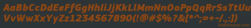 Fonte PfsquaresansproExtrablackitalic – fontes marrons em um fundo preto