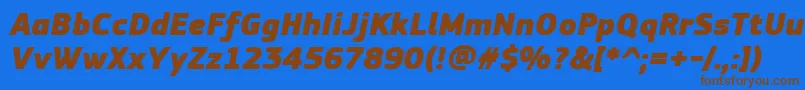 Czcionka PfsquaresansproExtrablackitalic – brązowe czcionki na niebieskim tle