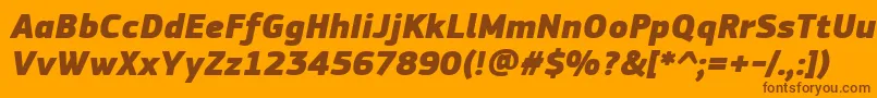 PfsquaresansproExtrablackitalic-Schriftart – Braune Schriften auf orangefarbenem Hintergrund
