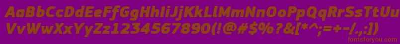 PfsquaresansproExtrablackitalic-Schriftart – Braune Schriften auf violettem Hintergrund
