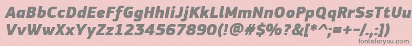 PfsquaresansproExtrablackitalic-fontti – harmaat kirjasimet vaaleanpunaisella taustalla