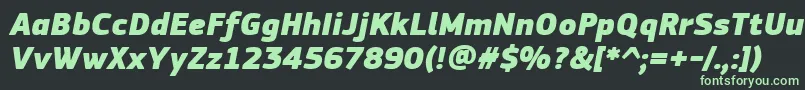 PfsquaresansproExtrablackitalic-fontti – vihreät fontit mustalla taustalla