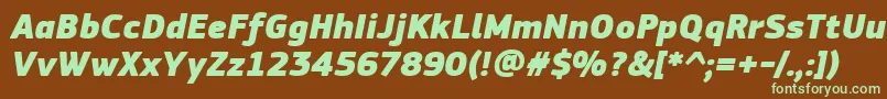 PfsquaresansproExtrablackitalic-fontti – vihreät fontit ruskealla taustalla