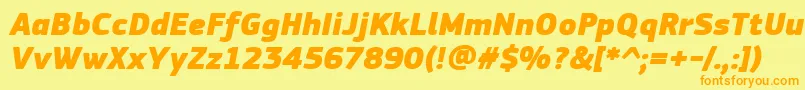 PfsquaresansproExtrablackitalic-fontti – oranssit fontit keltaisella taustalla