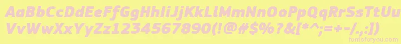 フォントPfsquaresansproExtrablackitalic – ピンクのフォント、黄色の背景
