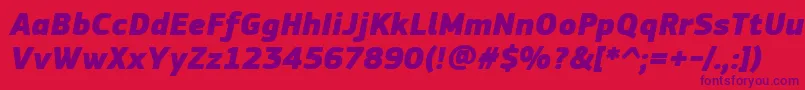 PfsquaresansproExtrablackitalic-Schriftart – Violette Schriften auf rotem Hintergrund