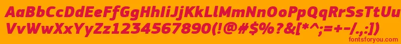 Fonte PfsquaresansproExtrablackitalic – fontes vermelhas em um fundo laranja