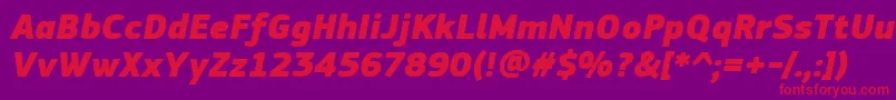 Шрифт PfsquaresansproExtrablackitalic – красные шрифты на фиолетовом фоне