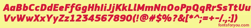 フォントPfsquaresansproExtrablackitalic – 赤い文字の黄色い背景