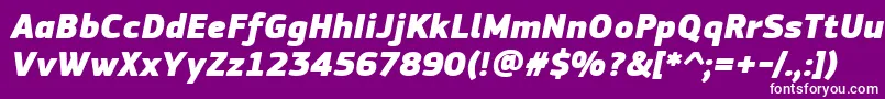 PfsquaresansproExtrablackitalic-fontti – valkoiset fontit violetilla taustalla