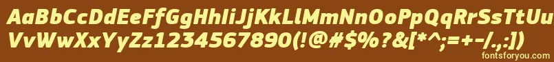 Fonte PfsquaresansproExtrablackitalic – fontes amarelas em um fundo marrom