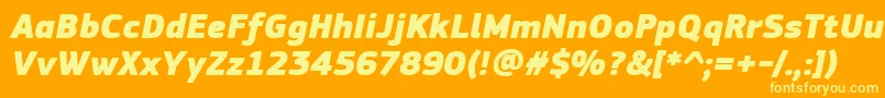 Fonte PfsquaresansproExtrablackitalic – fontes amarelas em um fundo laranja