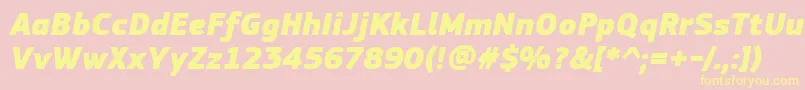 PfsquaresansproExtrablackitalic Font – Yellow Fonts on Pink Background