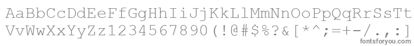 CourierNewCyr-fontti – harmaat kirjasimet valkoisella taustalla