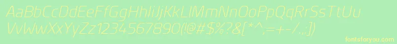 PlanerLightitalic Font – Yellow Fonts on Green Background