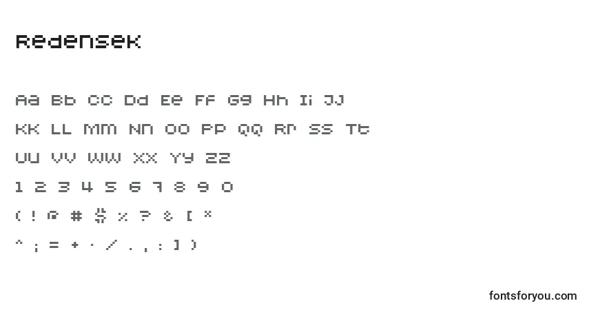 Шрифт Redensek – алфавит, цифры, специальные символы