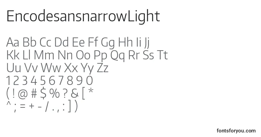 Schriftart EncodesansnarrowLight – Alphabet, Zahlen, spezielle Symbole