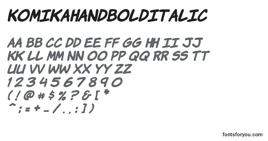 KomikaHandBoldItalicフォント–アルファベット、数字、特殊文字