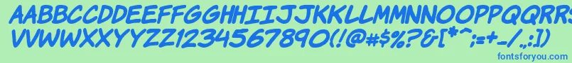 KomikaHandBoldItalic Font – Blue Fonts on Green Background