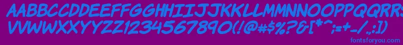 KomikaHandBoldItalic Font – Blue Fonts on Purple Background