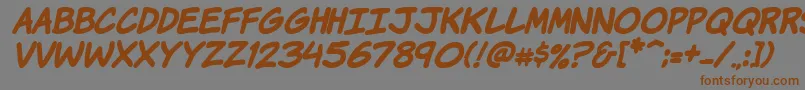 KomikaHandBoldItalic-Schriftart – Braune Schriften auf grauem Hintergrund