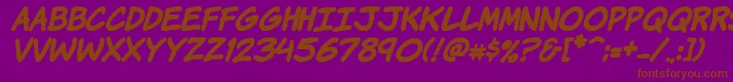 fuente KomikaHandBoldItalic – Fuentes Marrones Sobre Fondo Morado