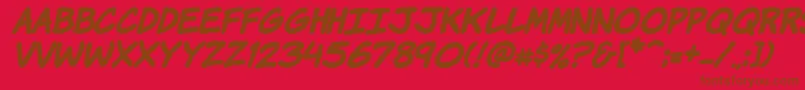 KomikaHandBoldItalic Font – Brown Fonts on Red Background