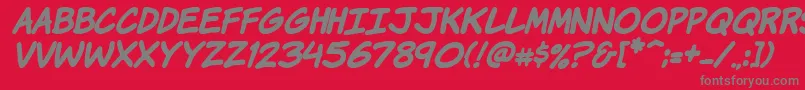 フォントKomikaHandBoldItalic – 赤い背景に灰色の文字