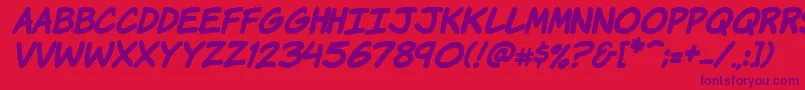 KomikaHandBoldItalic Font – Purple Fonts on Red Background